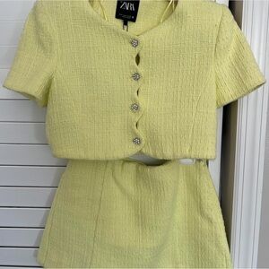 Zara Light Yellow Tweed Set